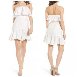 NWOT‎ Keepsake the Label Ivory White Radar Strapless Ruffle Mini Dress XS